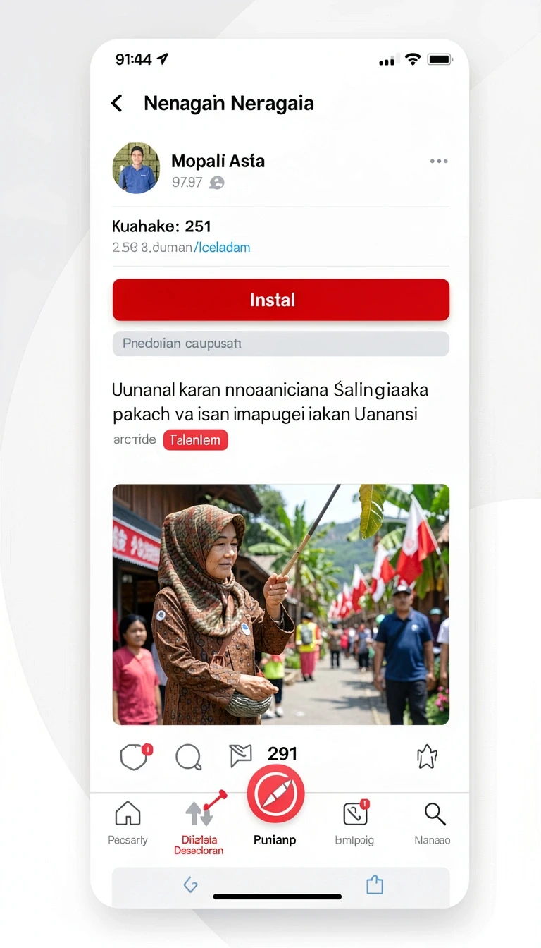 Beranda ringkas dengan kategori dan entri aplikasi yang dapat dibuka dari ponsel.